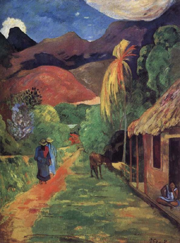 Paul Gauguin Tahiti streets oil painting picture